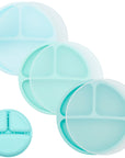 Silicone Divided Plates with Lids (Non-Suction) – Set of 3