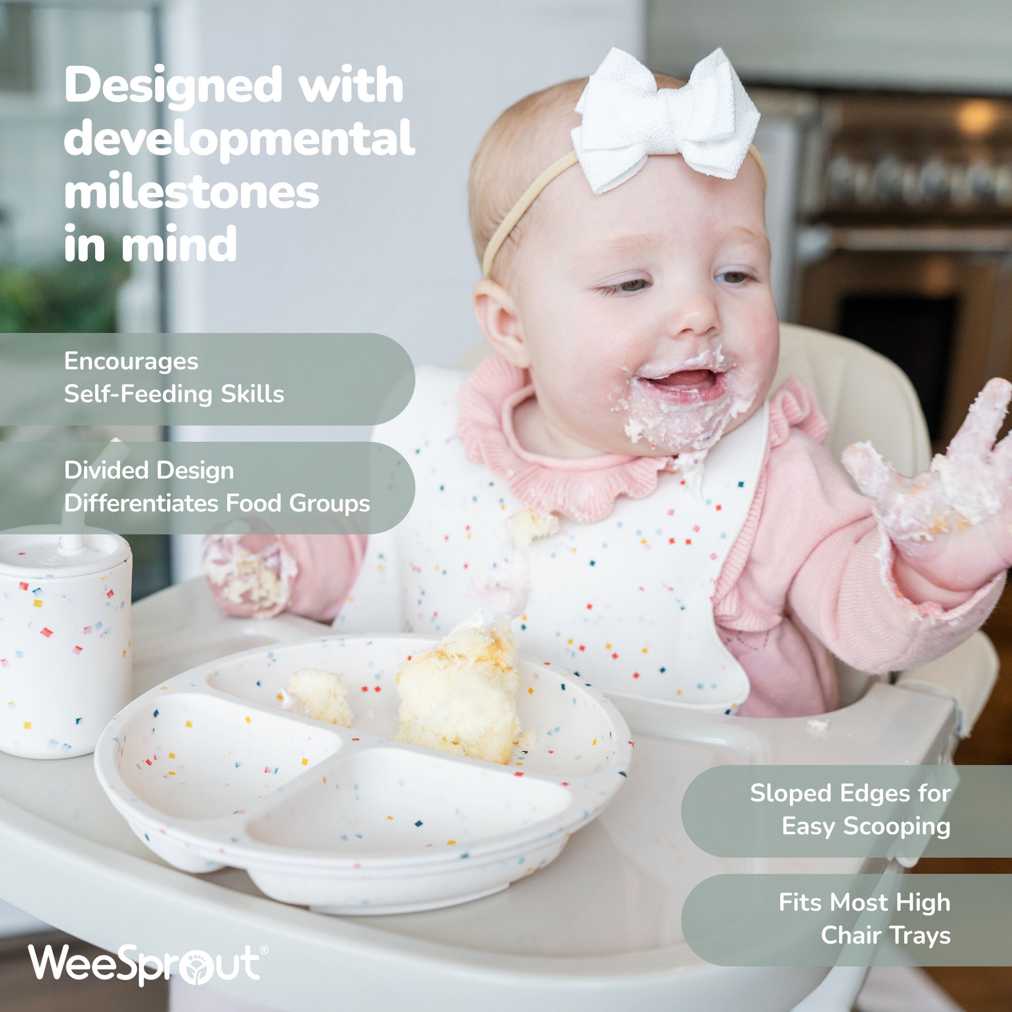 Silicone Divided Plates with Lids (Non-Suction) – Set of 3