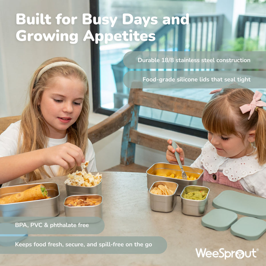 WeeSprout | Stainless Steel Bento Box Set with Airtight Silicone Lids ...