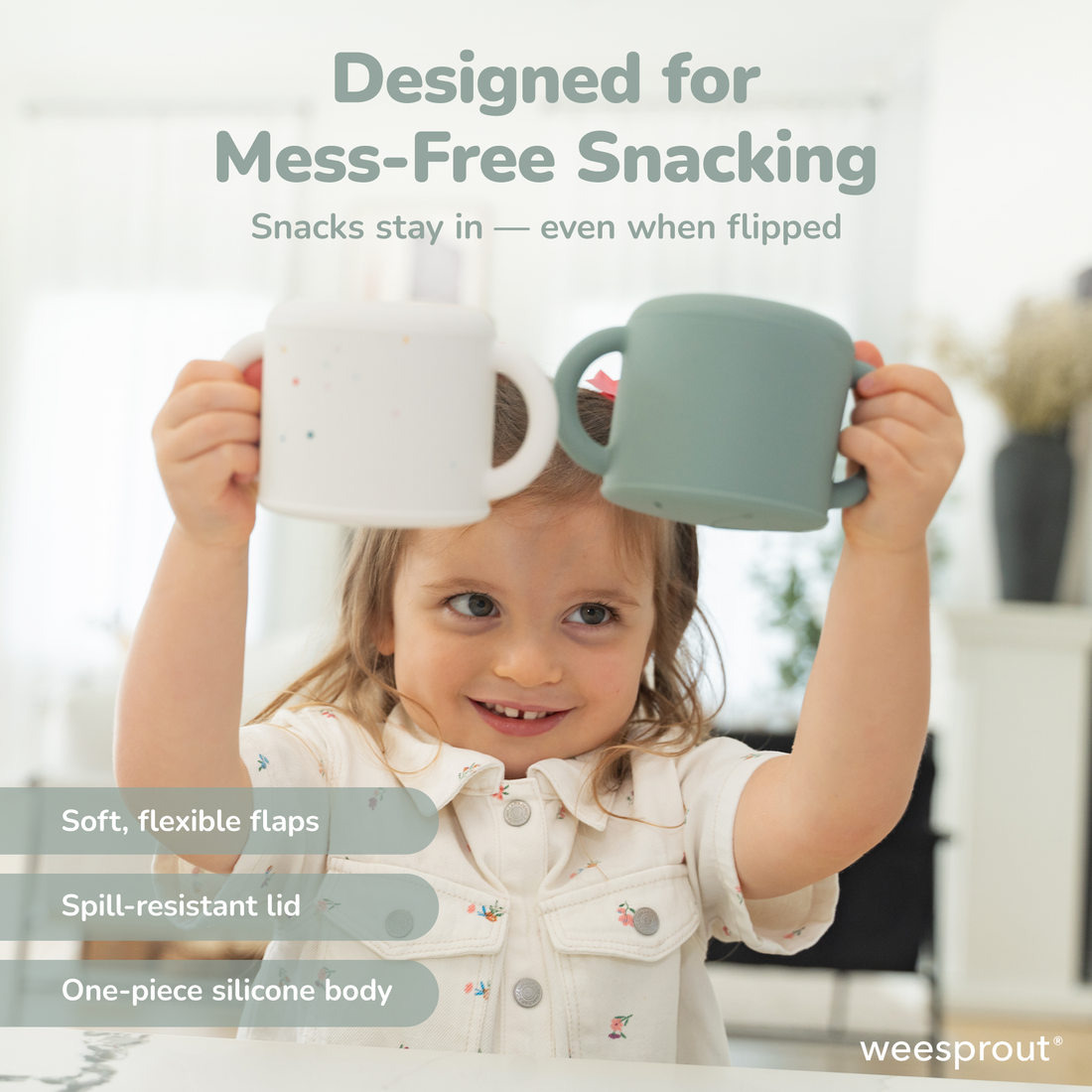 Silicone Snack Cups – Set of 2 with Lids