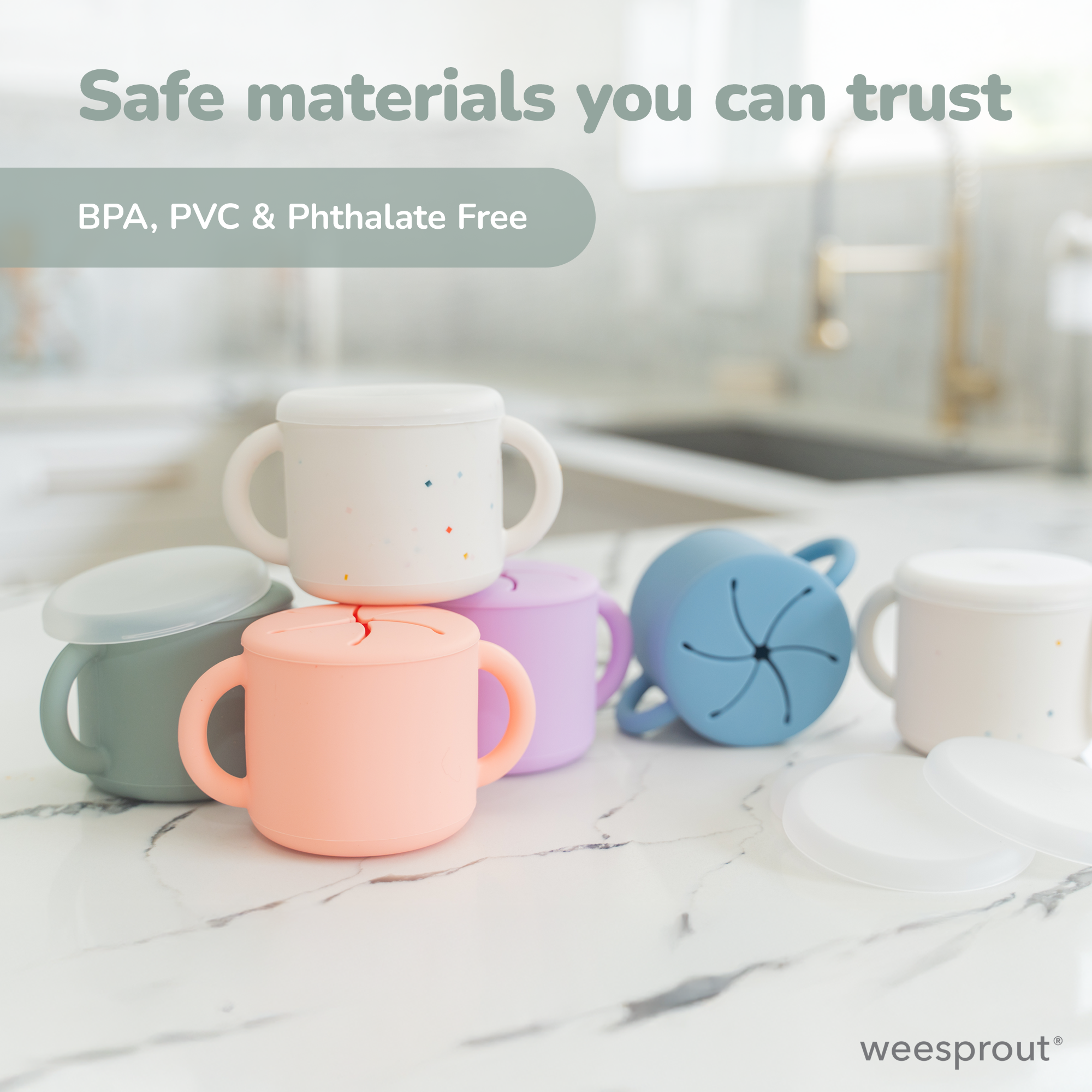 Silicone Snack Cups – Set of 2 with Lids