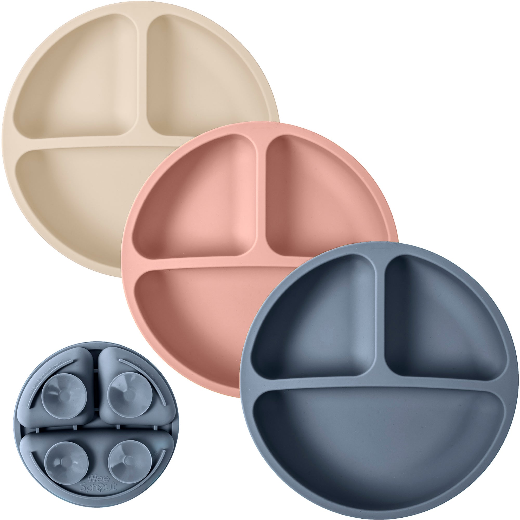 Silicone Suction Plates – Set of 3 (Lid Option Available)