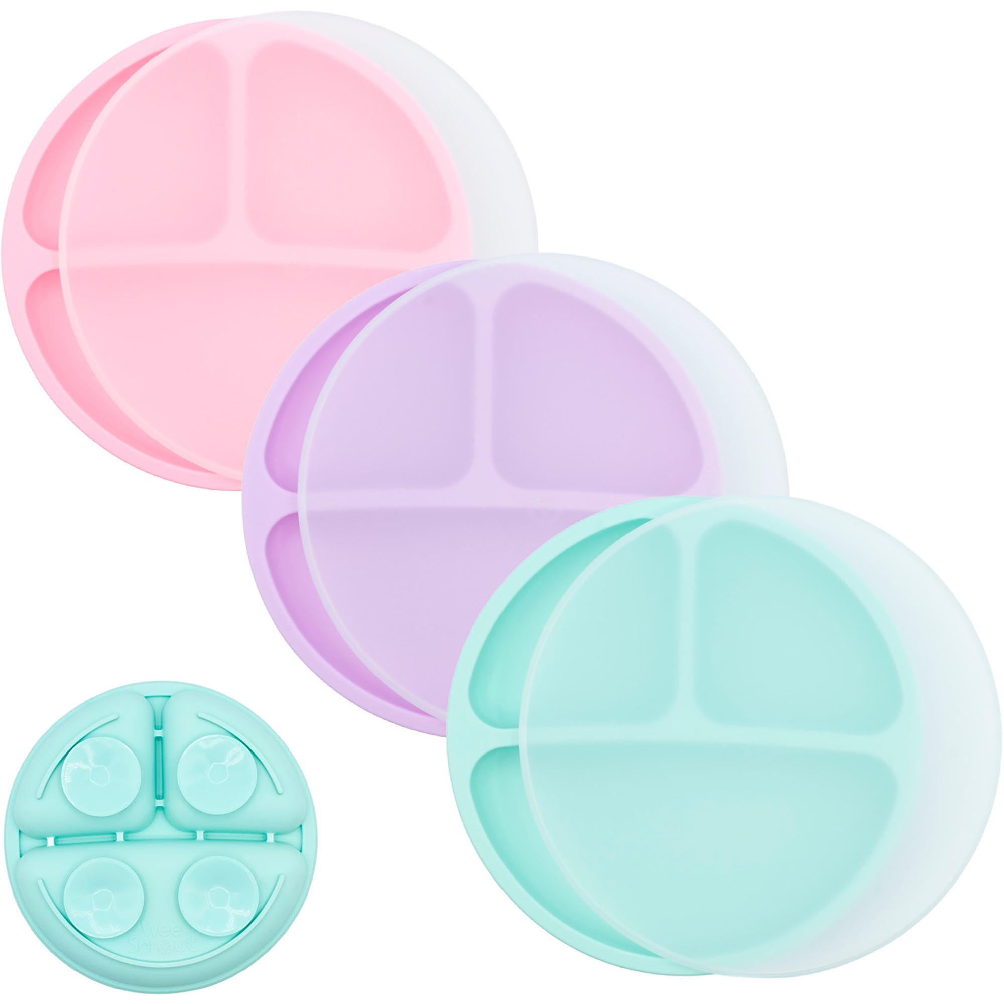 Silicone Suction Plates – Set of 3 (Lid Option Available)