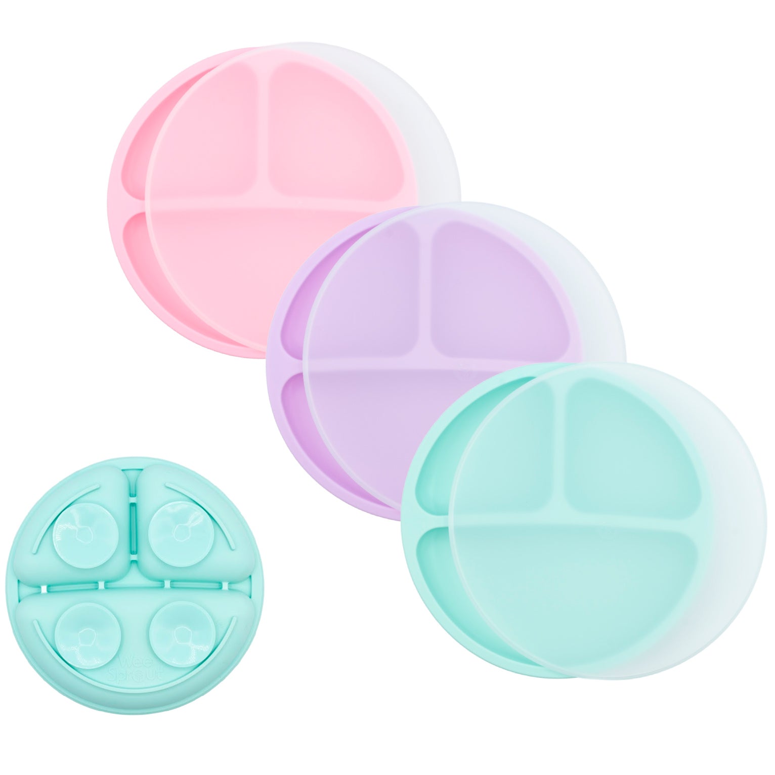 Silicone Suction Plates – Set of 3 (Lid Option Available)
