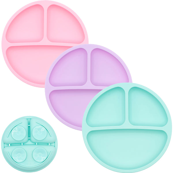 Silicone Suction Plates – Set of 3 (Lid Option Available)