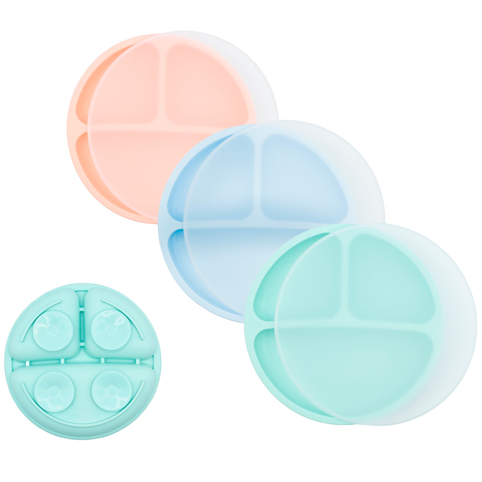 Silicone Suction Plates – Set of 3 (Lid Option Available)