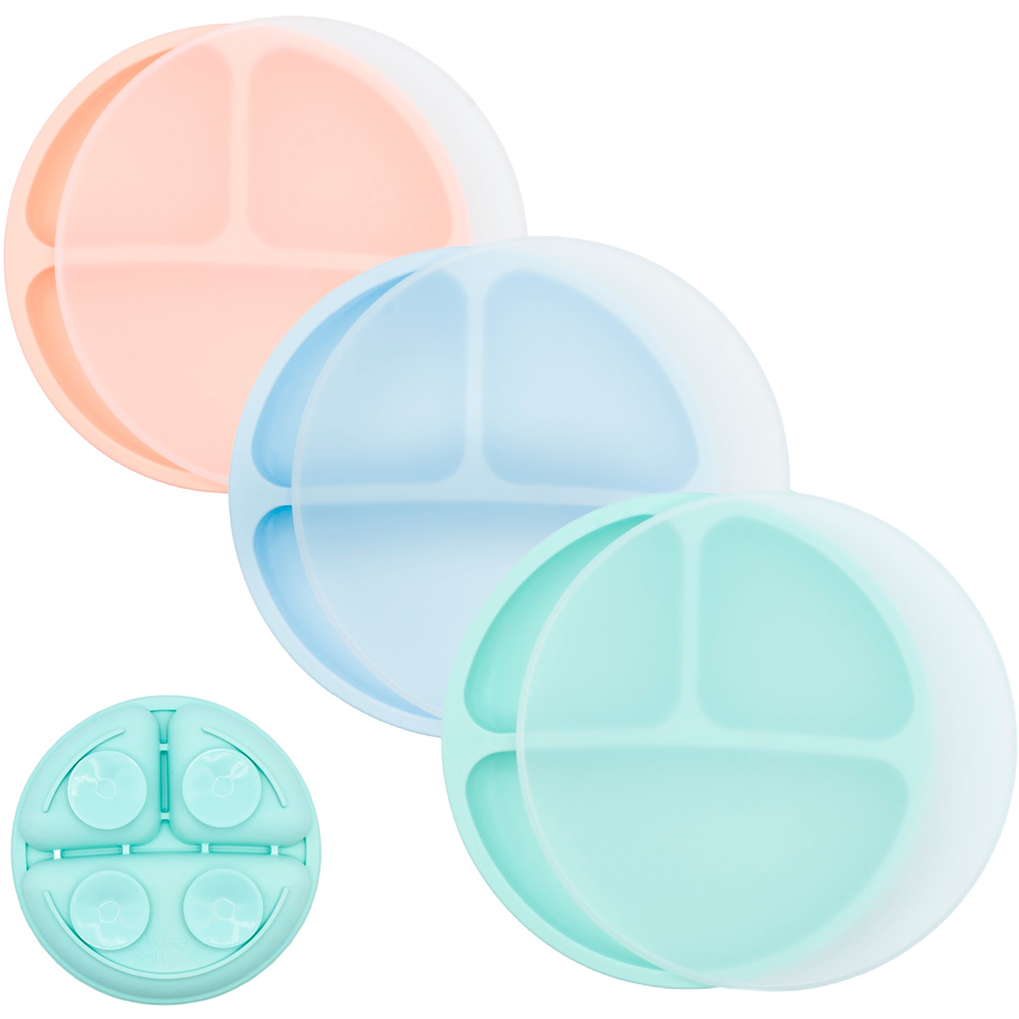 Silicone Suction Plates – Set of 3 (Lid Option Available)