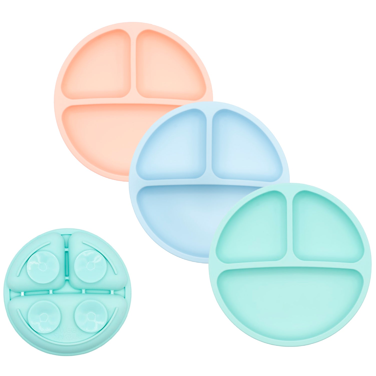 Silicone Suction Plates – Set of 3 (Lid Option Available)
