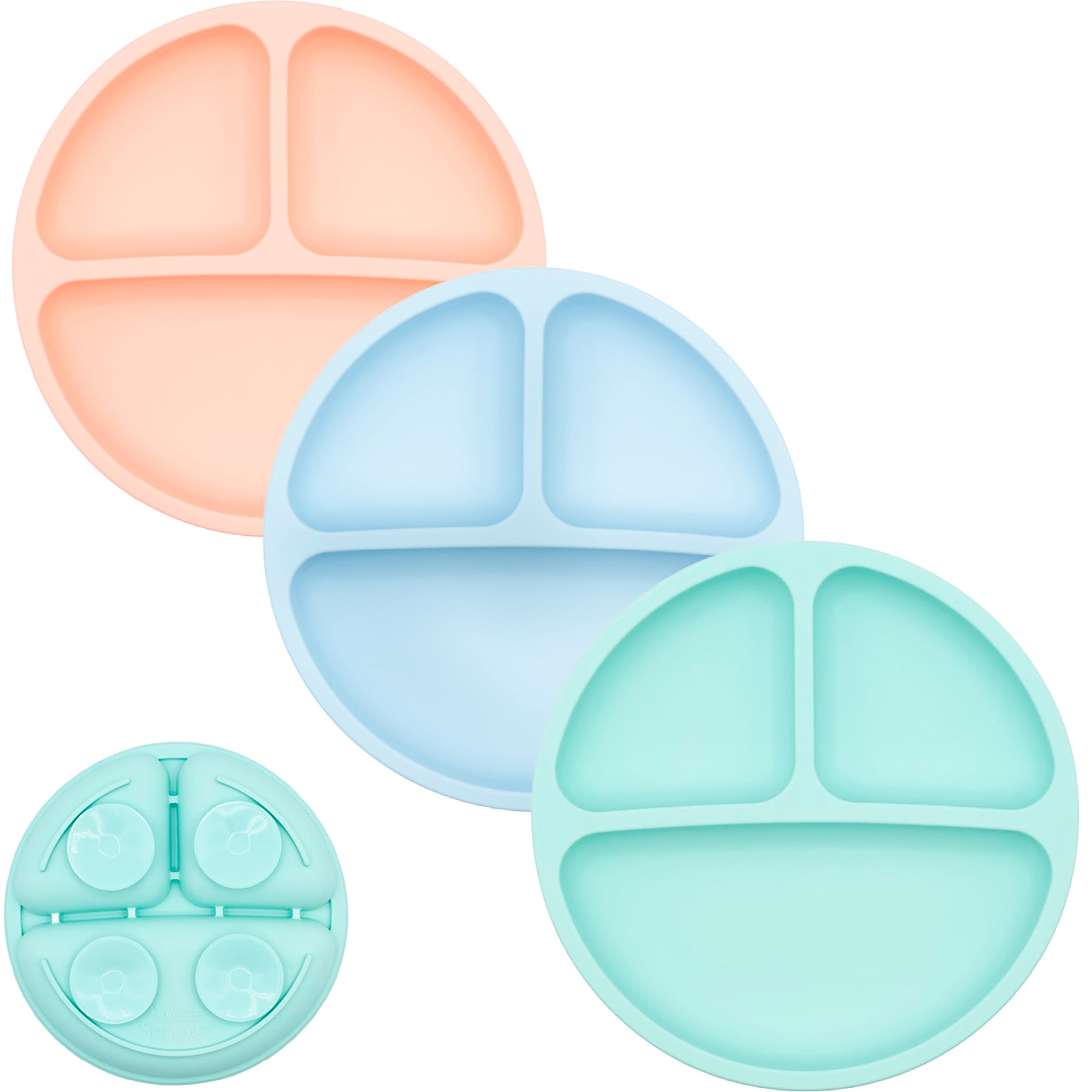 Silicone Suction Plates – Set of 3 (Lid Option Available)
