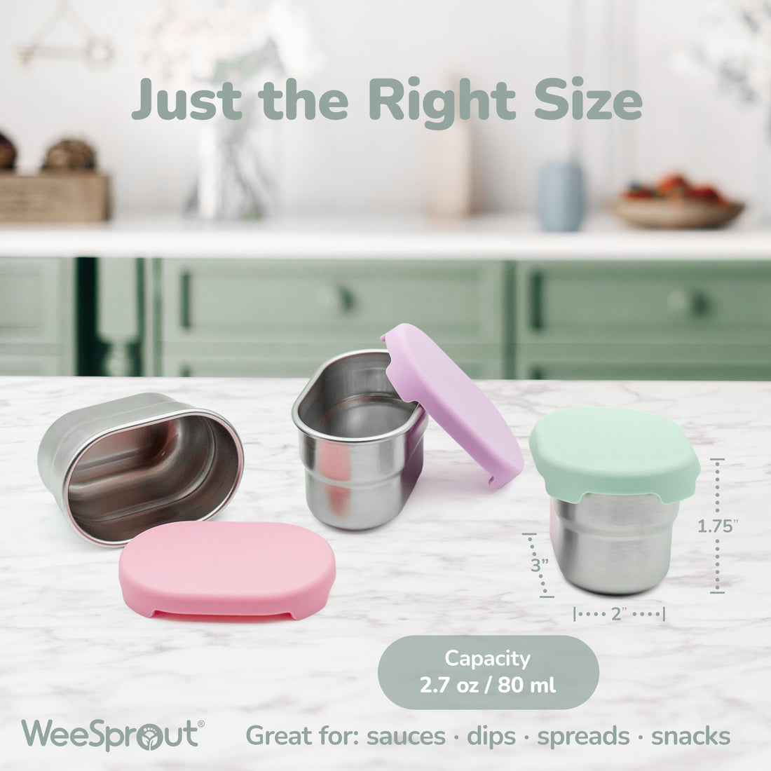 Stainless Steel Dip Containers – Set of 3 (2.7 oz)