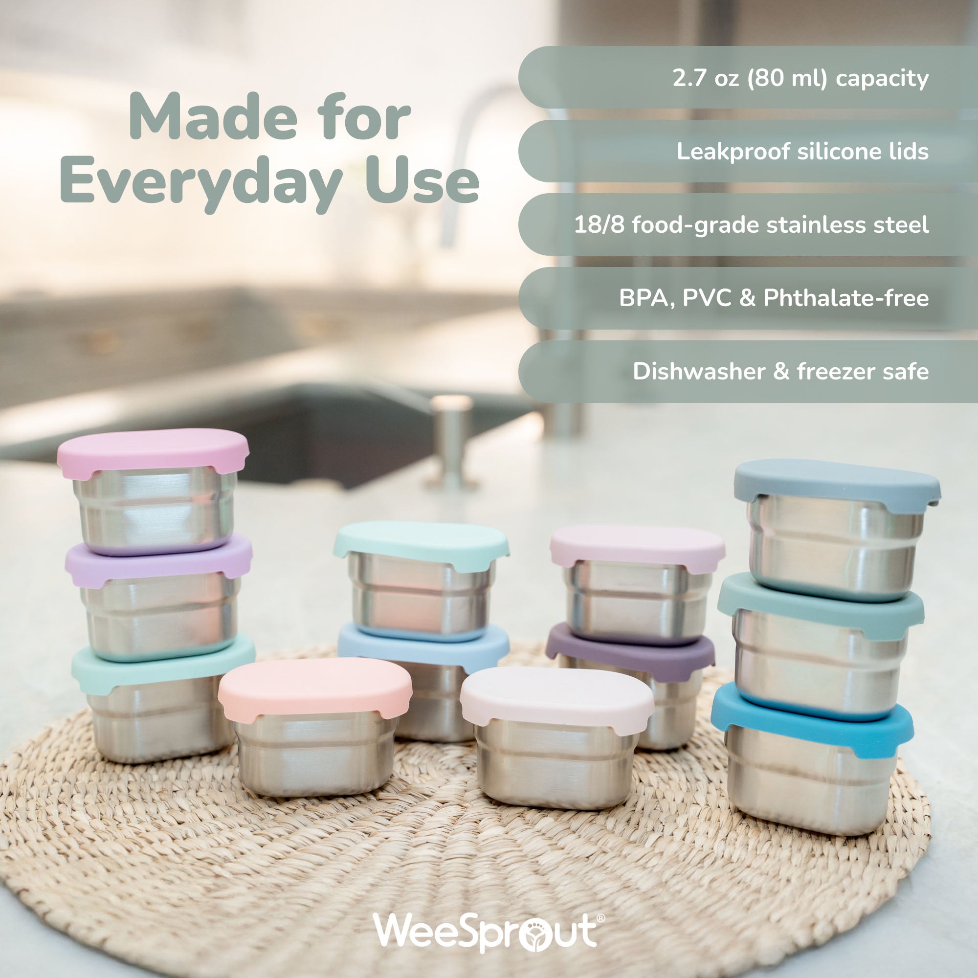 Stainless Steel Dip Containers – Set of 3 (2.7 oz)