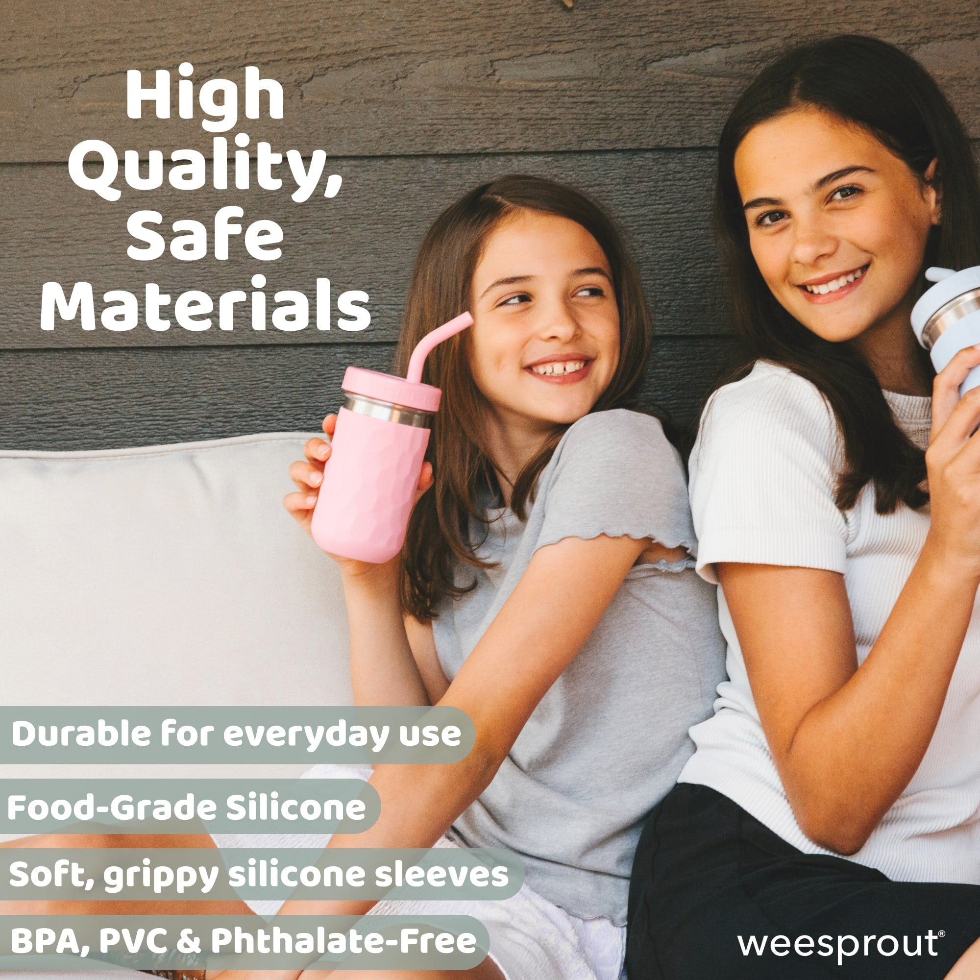 3-in-1 Stainless Steel Cups for Kids – 8 oz or 12 oz (Set of 4)