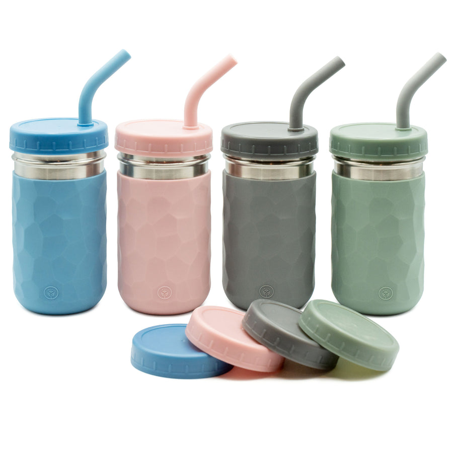 3-in-1 Stainless Steel Cups for Kids – 8 oz or 12 oz (Set of 4)