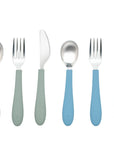 Stainless Steel & Silicone Kids Utensils – Set of 6 (2 Knives, 2 Forks, 2 Spoons)
