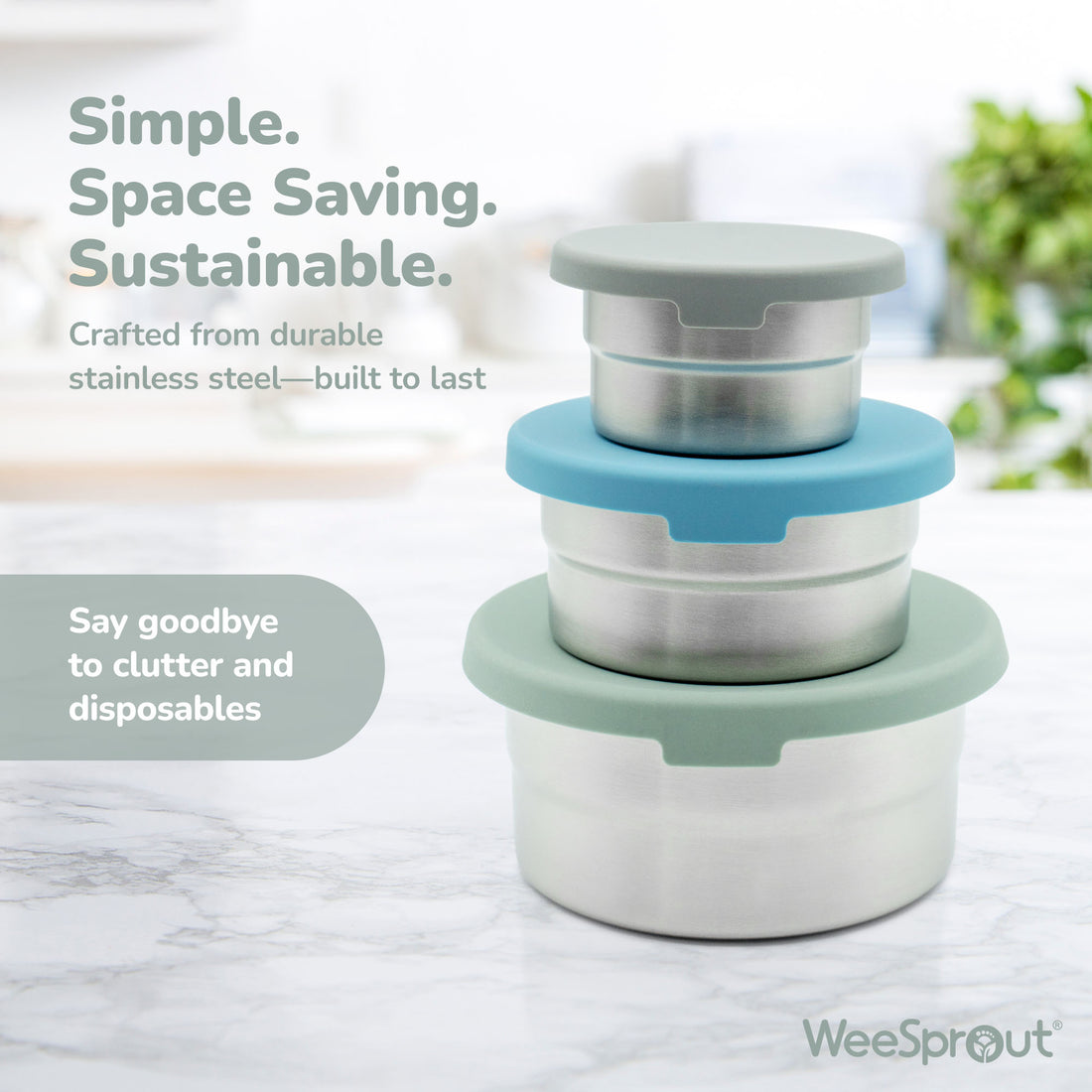 Stainless Steel Food Storage Containers – Set of 3 (3 oz, 6.10 oz, 12.85 oz)