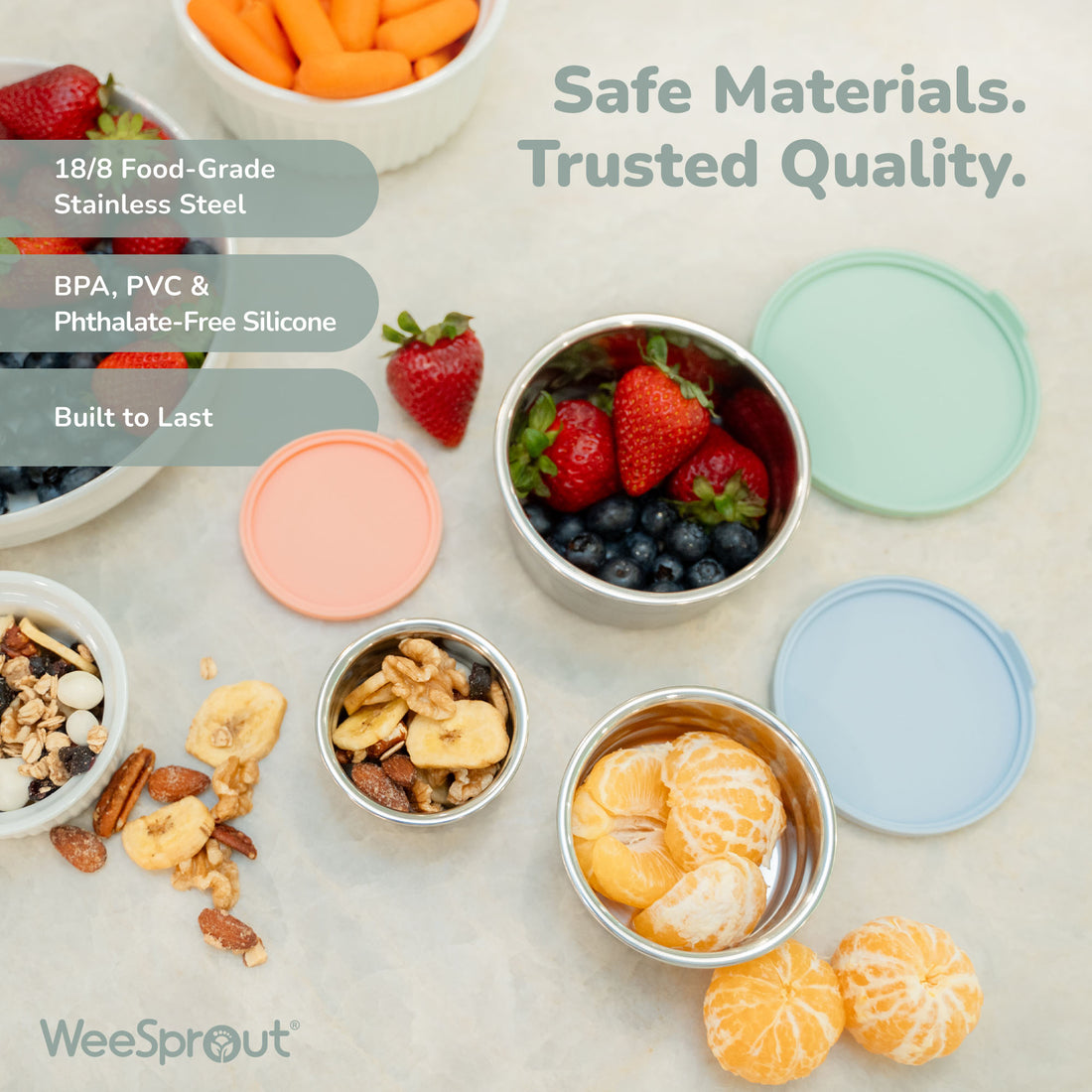 Stainless Steel Food Storage Containers – Set of 3 (3 oz, 6.10 oz, 12.85 oz)