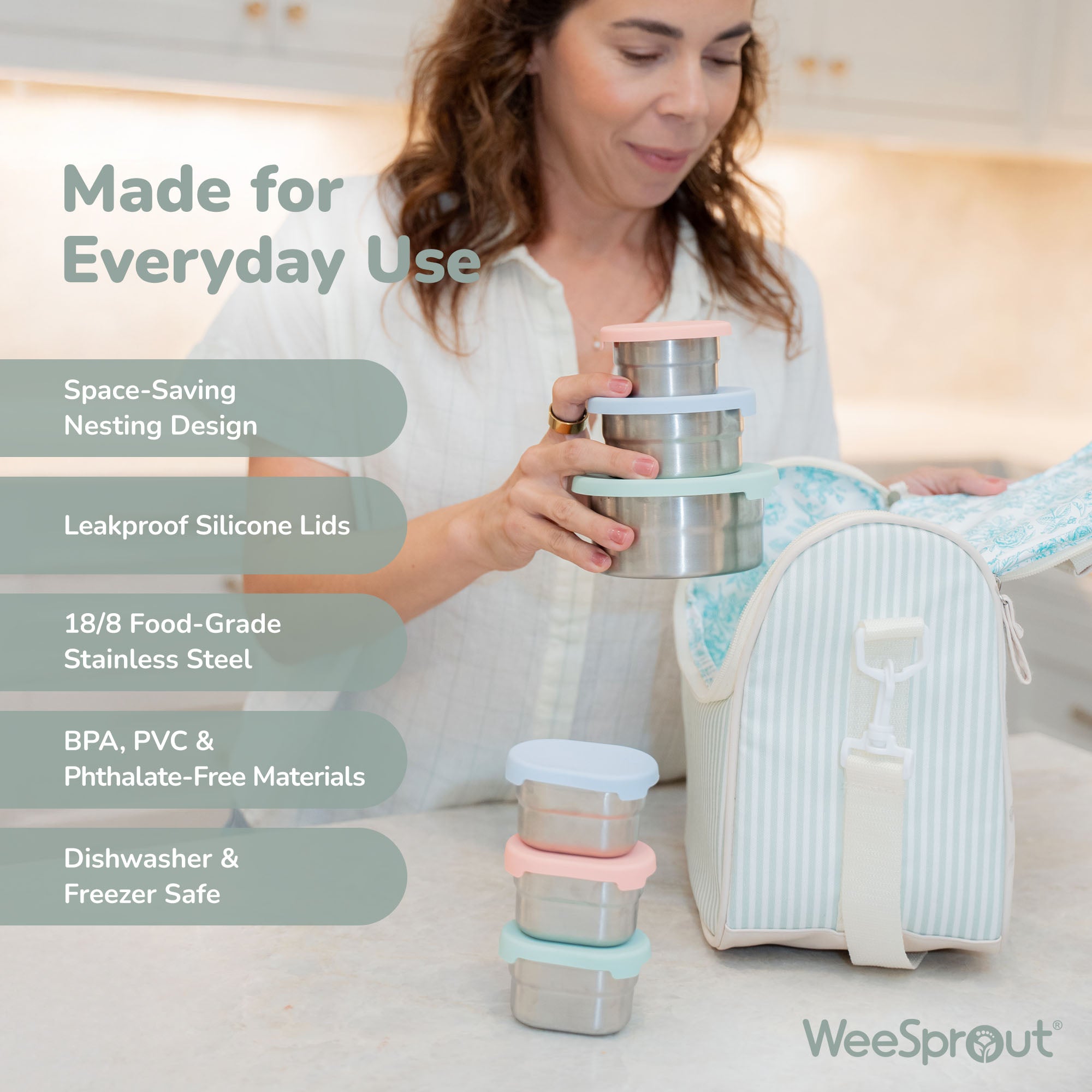 Stainless Steel Food Storage Containers – Set of 3 (3 oz, 6.10 oz, 12.85 oz)