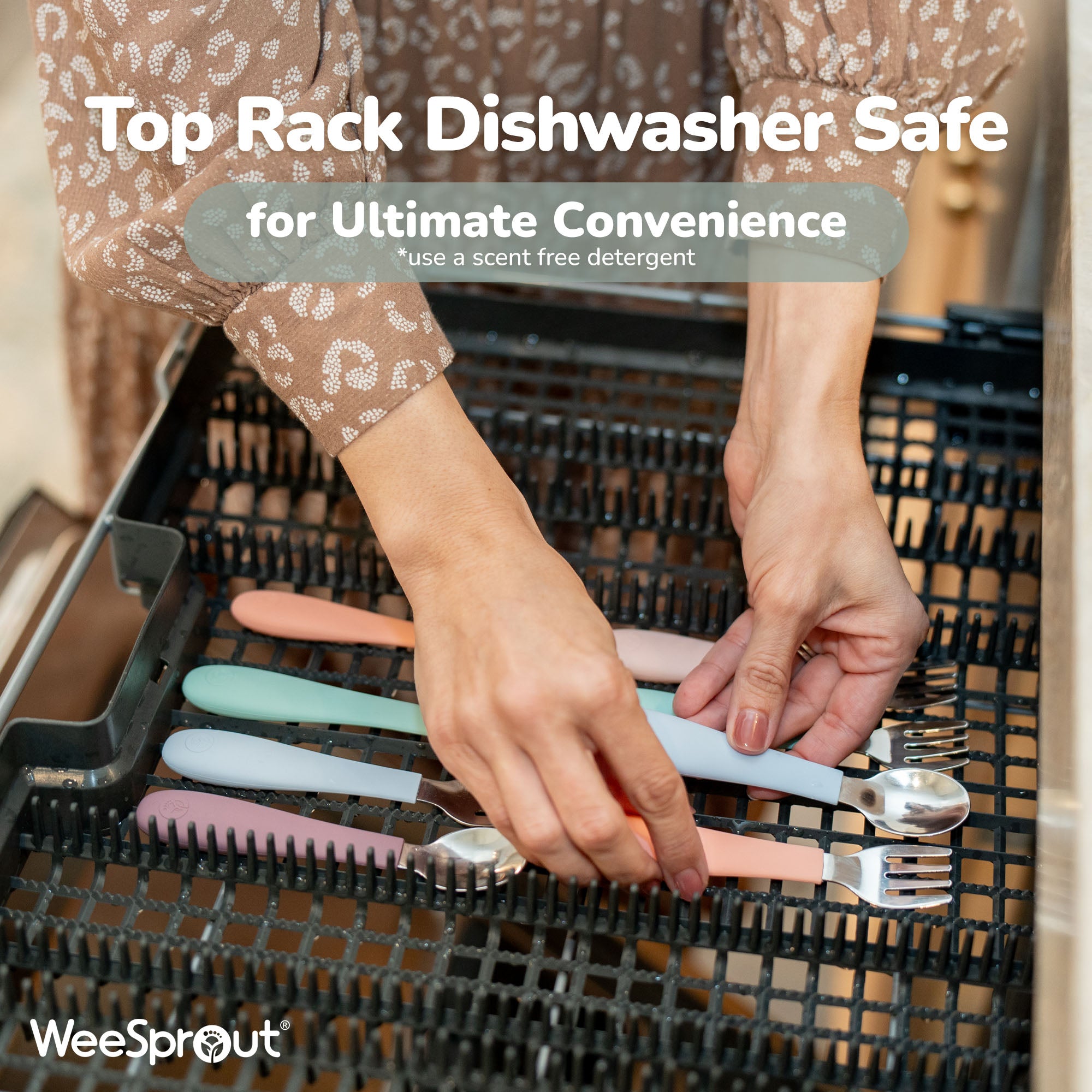 Stainless Steel &amp; Silicone Toddler Utensils – Set of 6 (3 Forks + 3 Spoons)