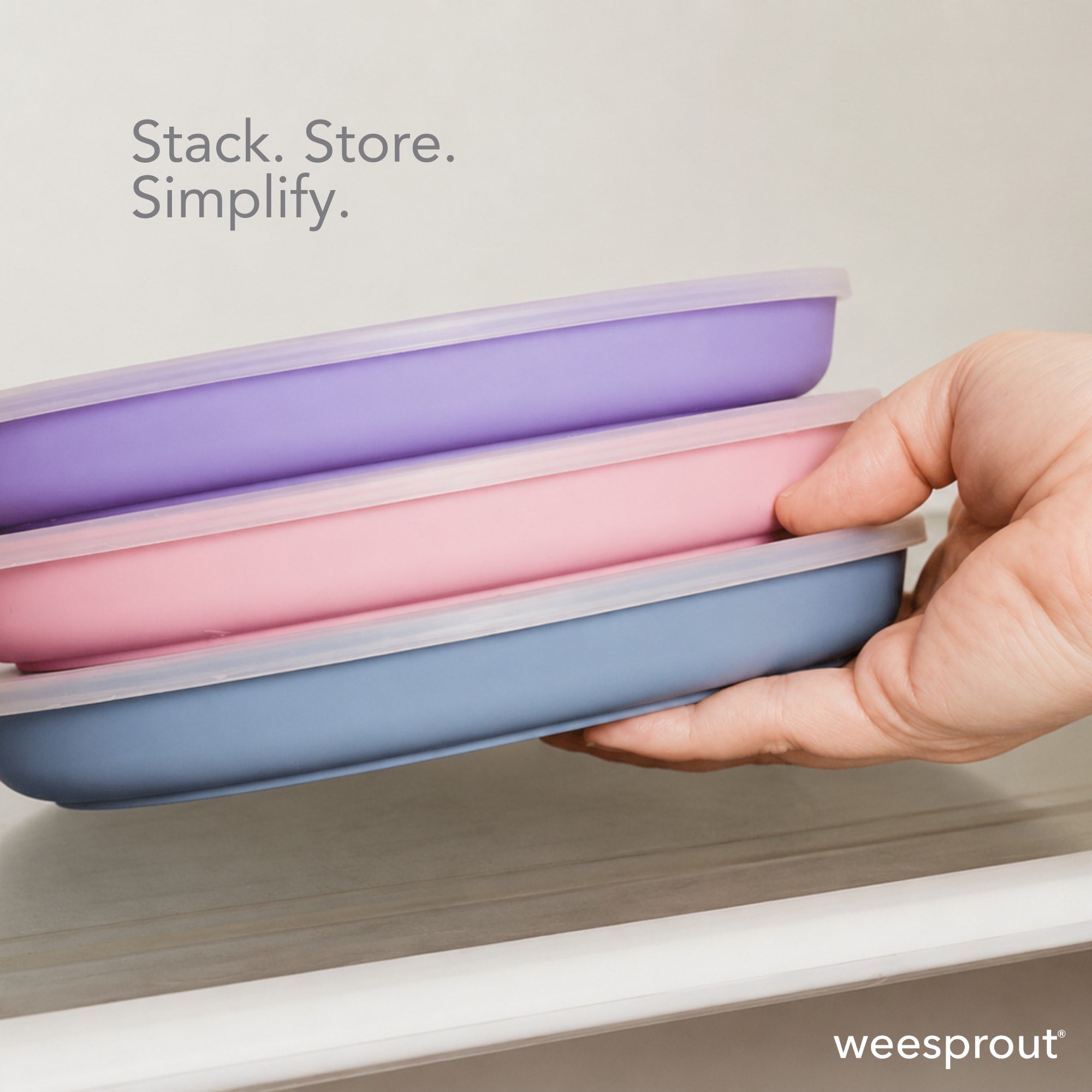 Silicone Plates (Non-Suction, Undivided) – Set of 3 with Lids