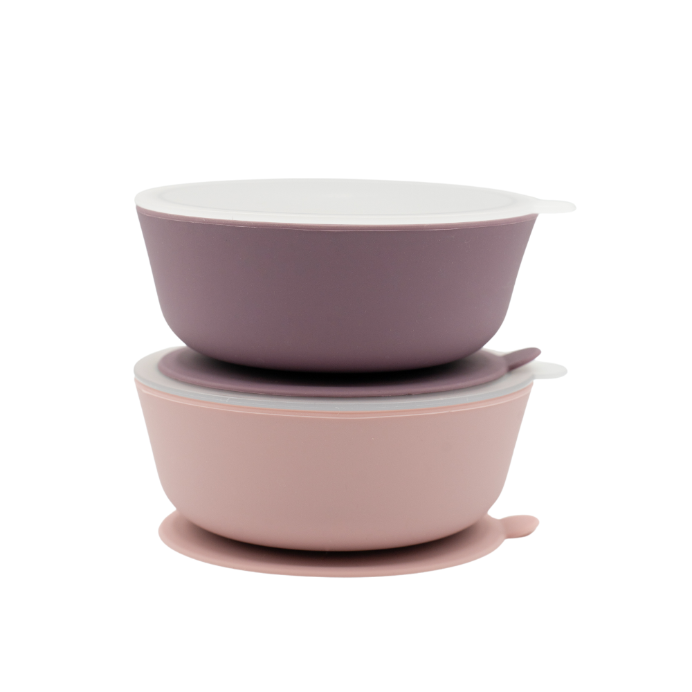 Silicone Suction Bowls With Premium Hard Plastic Lids