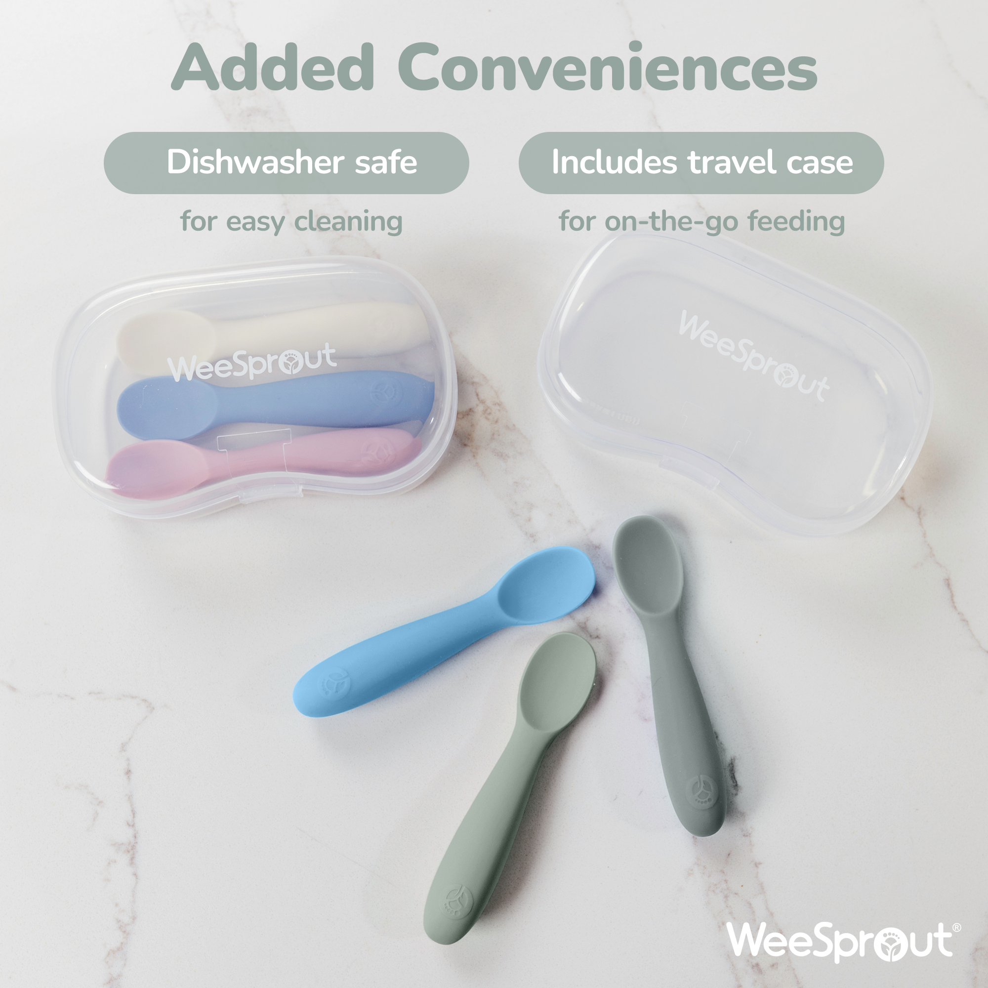 Baby-Led Weaning Silicone Spoons – Set of 3 with travel case
