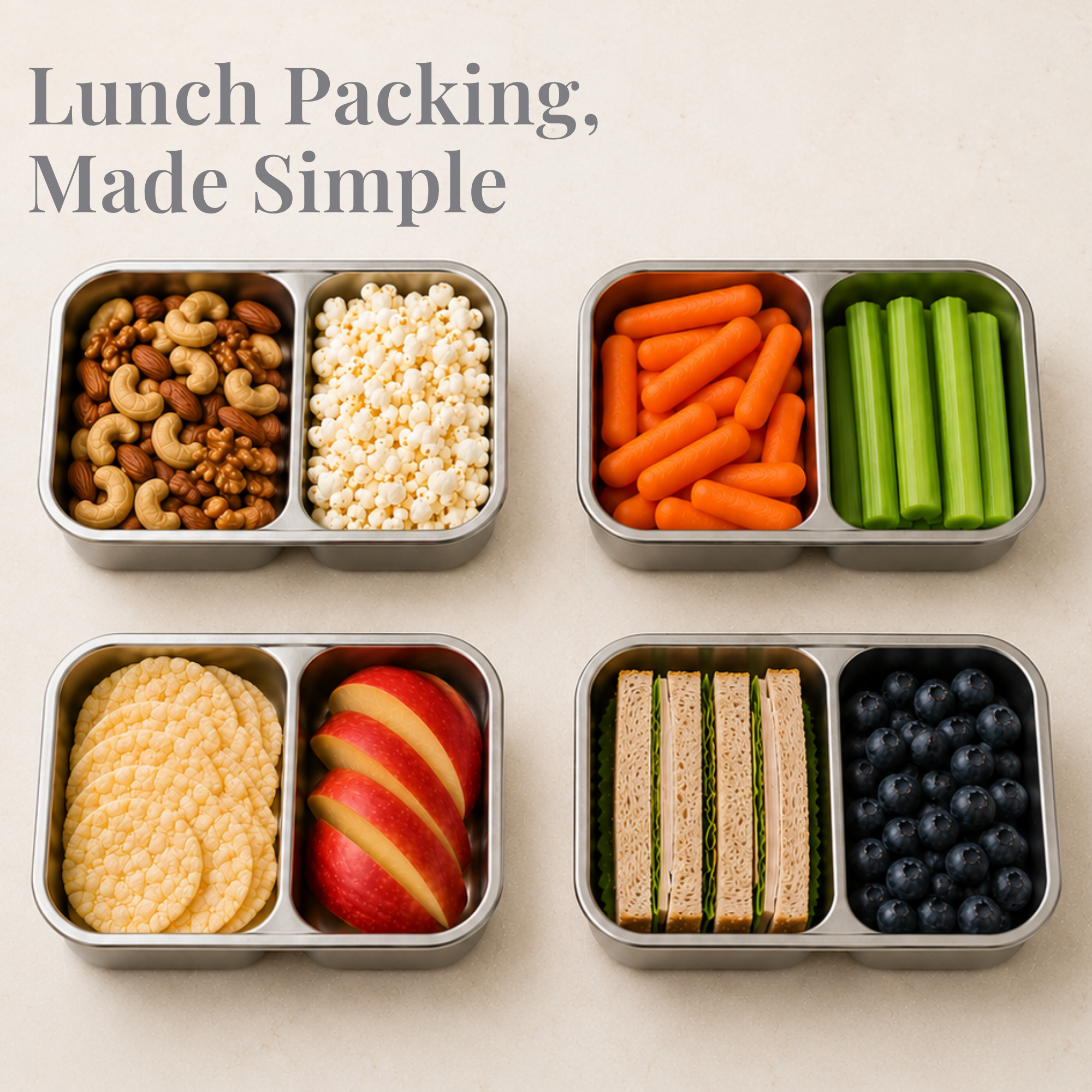 Stainless Steel Bento Box with Leak-Resistant Lid with 14 oz &amp; 18 oz Sections