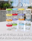 Glass Baby Food Storage Jars with Silicone Lids – 4 oz (Set of 12)