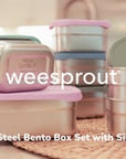 Stainless Steel Bento Box Set with Silicone Lids – 3-Cup + Two 1-Cup Nesting Containers