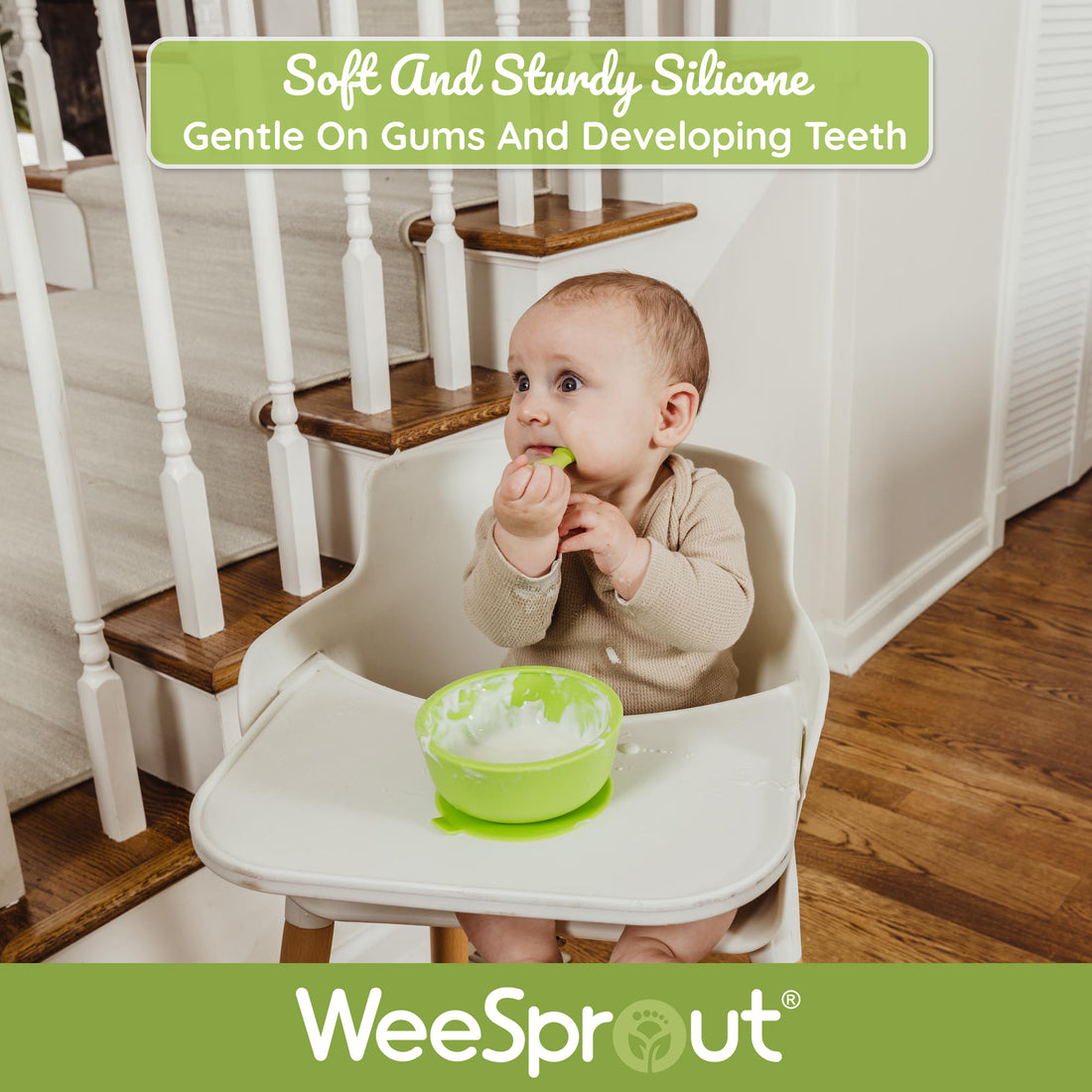 WeeSprout Silicone Baby Spoons - First Stage Feeding Spoons for Infants, Soft-Tip Easy on Gums, Bendable Design Encourages Self-Feeding, Ultra-Durable