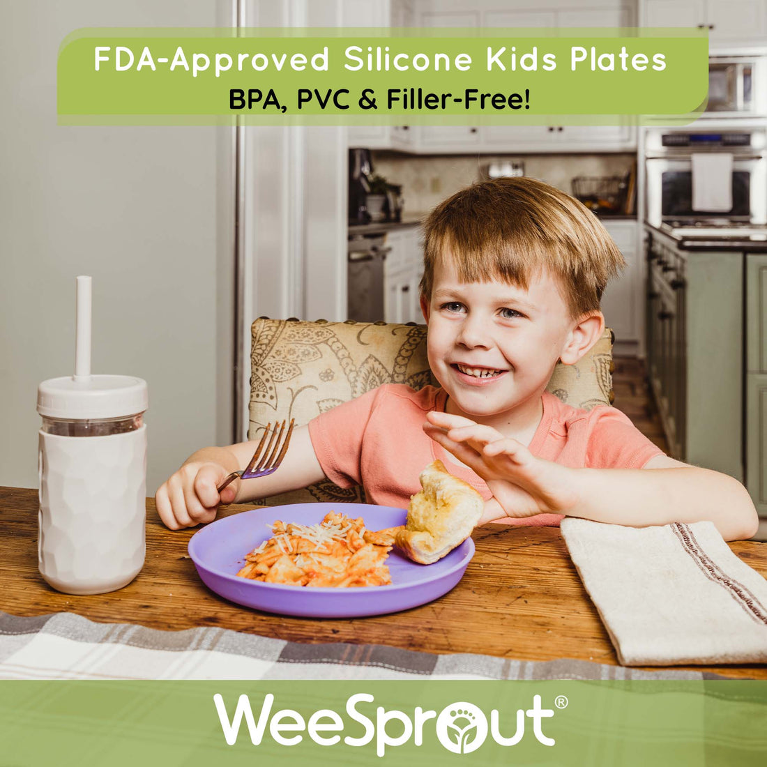 Kids Undivided Silicone Plates with Lids