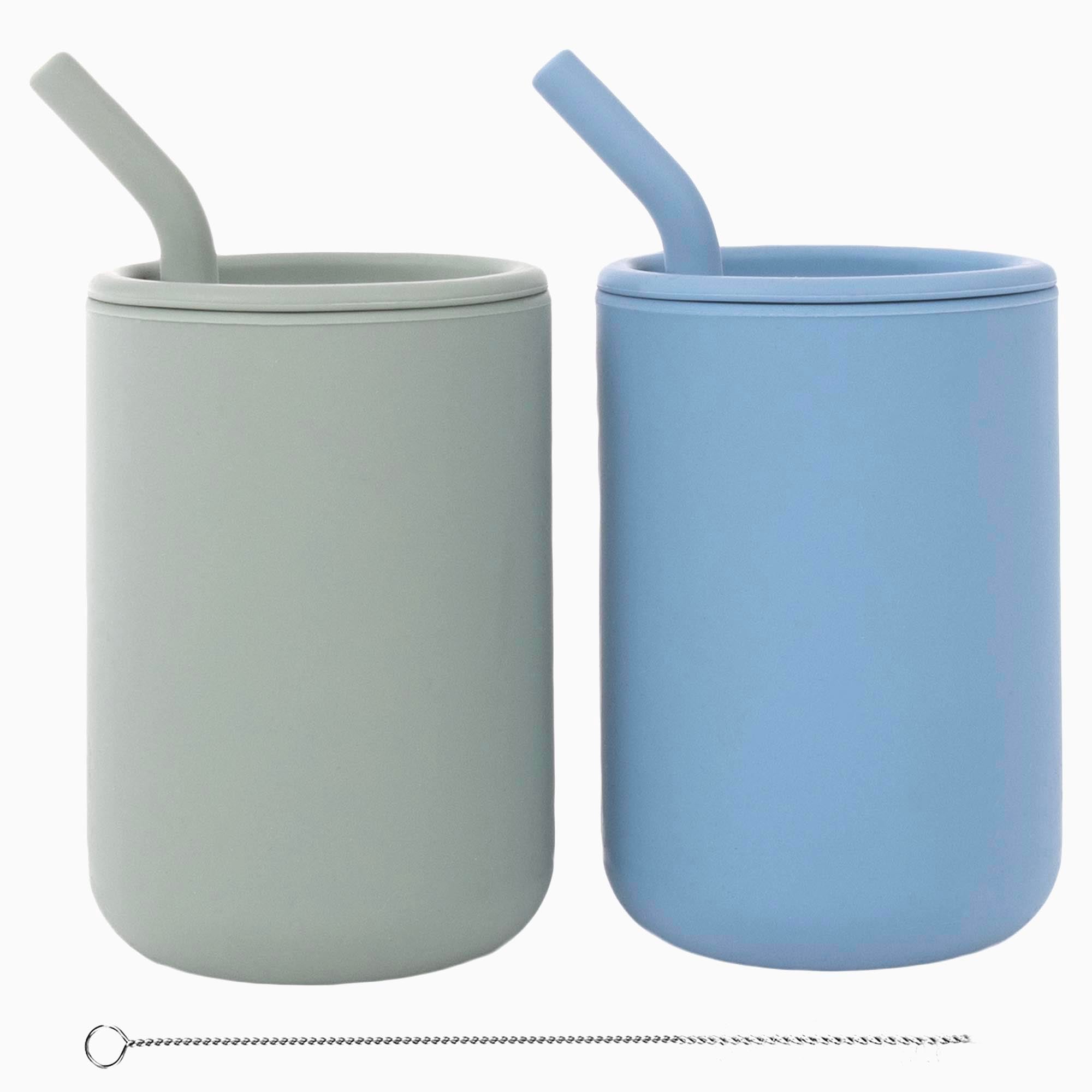 Silicone Straw Cups with Lids – 4 oz or 8 oz (Set of 2)