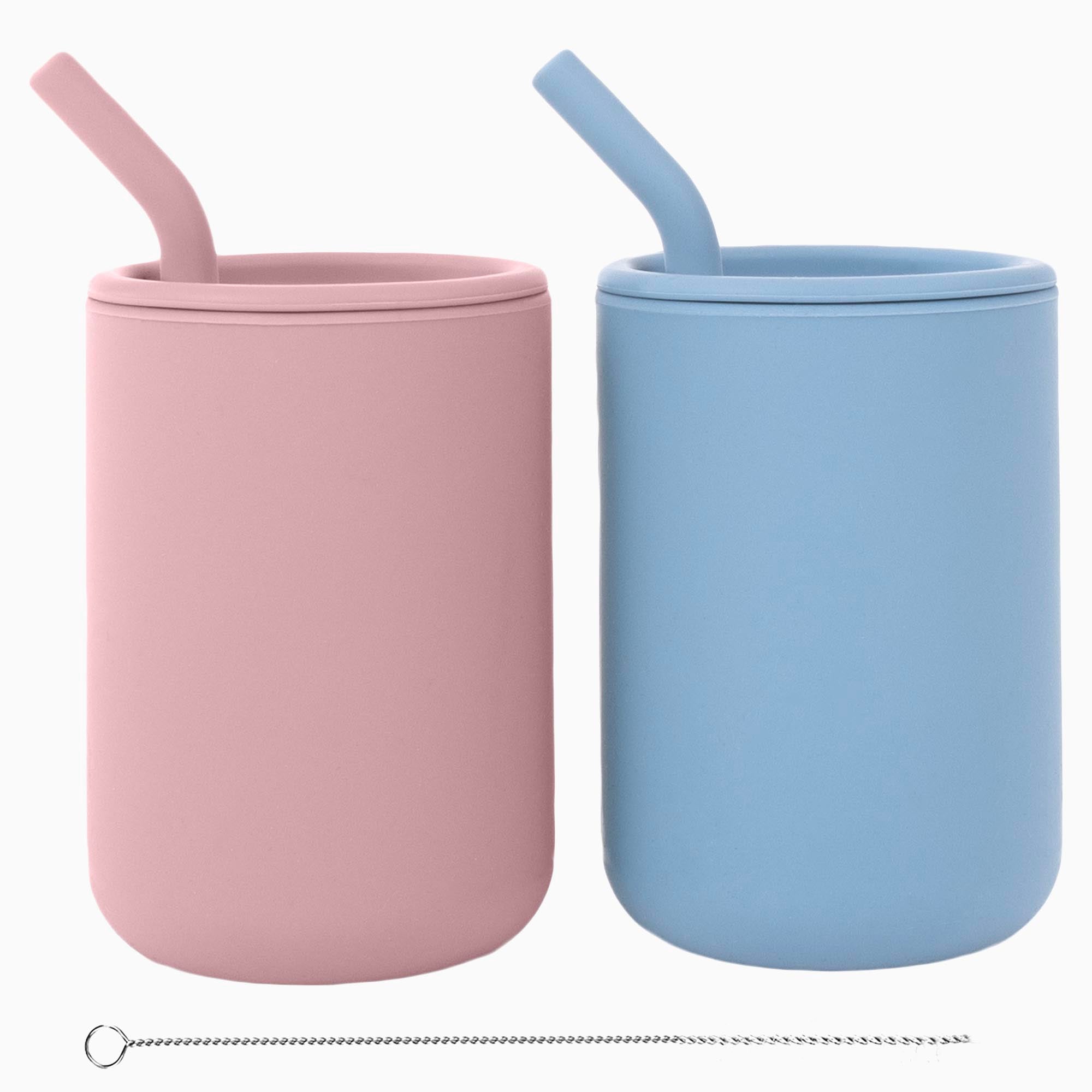 Silicone Straw Cups with Lids – 4 oz or 8 oz (Set of 2)