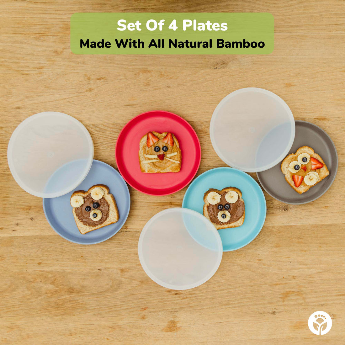 Bamboo Kids Plates With Lids