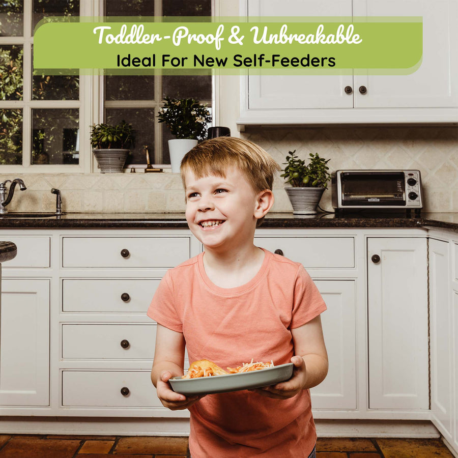 Kids or Toddler Undivided Silicone Plates with Lids