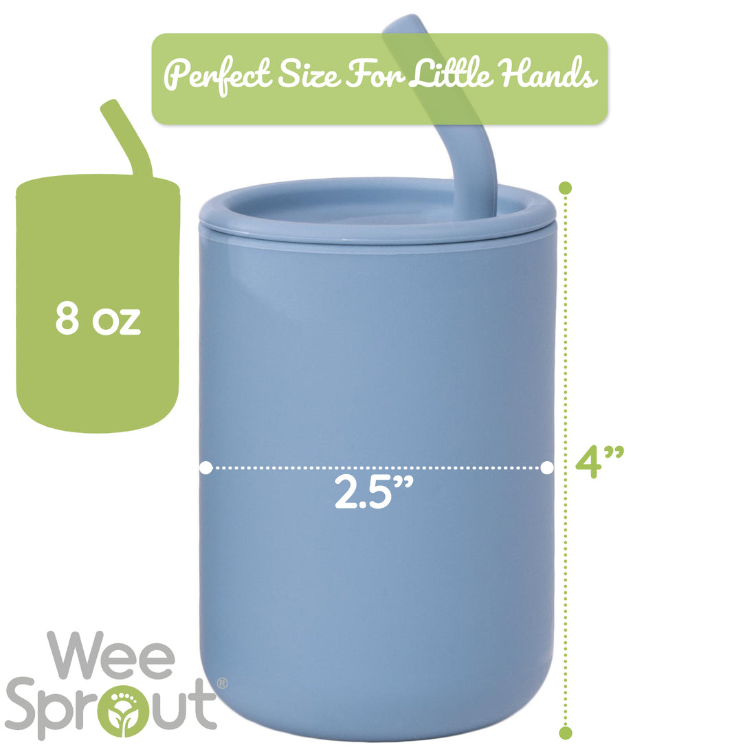 WeeSprout Glass Cups With Lids & Straws Spill-resistant Cups for