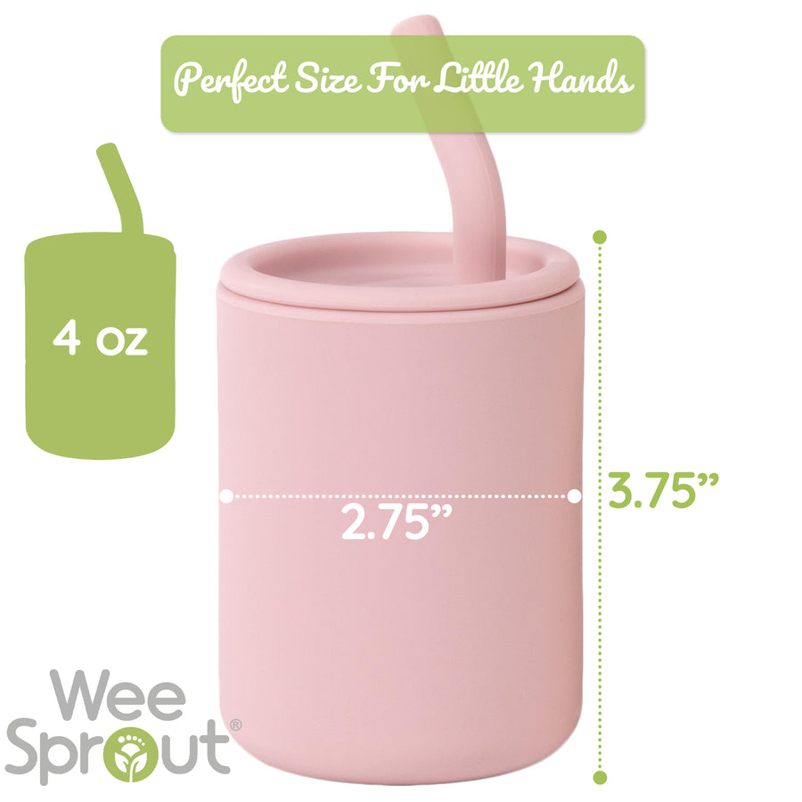 Measurement infographic of 4oz silicone straw cup 