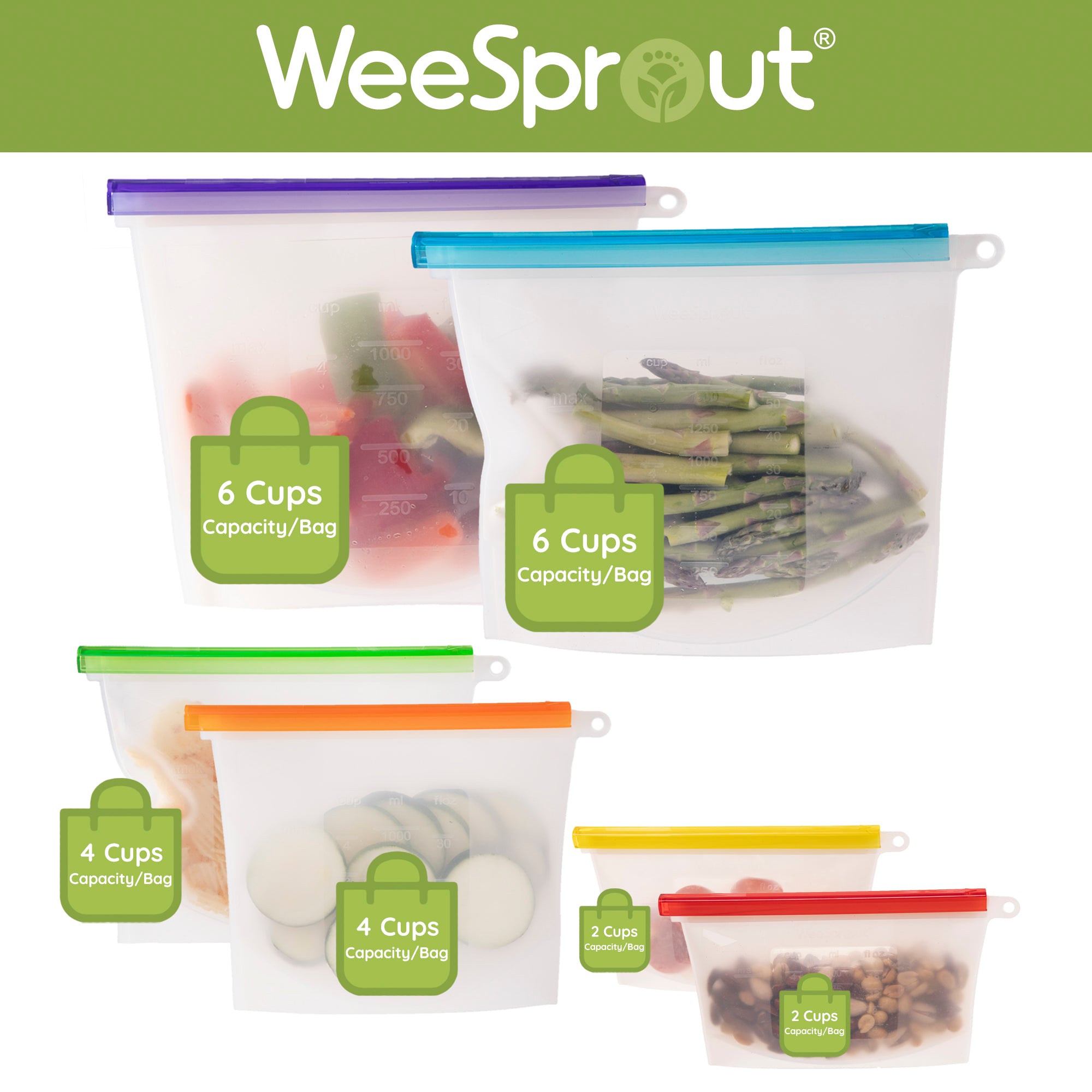 Reusable Silicone Storage Bags – Multi-Pack