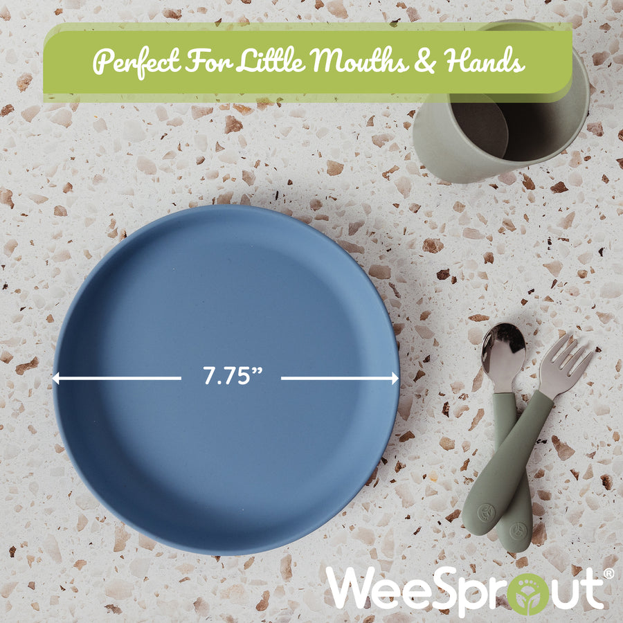 Kids or Toddler Undivided Silicone Plates with Lids
