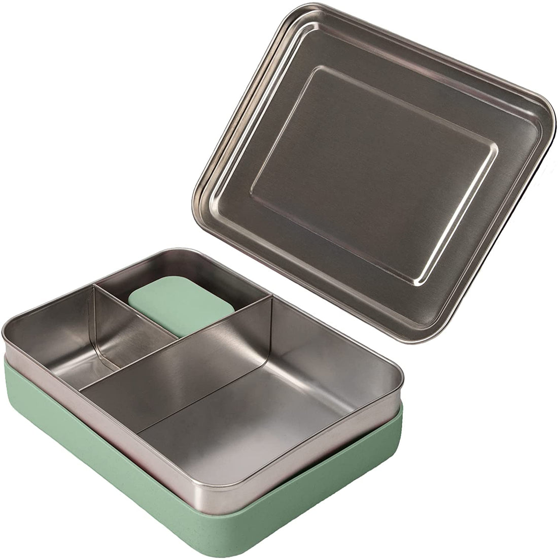 WeeSprout Large Bento Boxes (muted Green Sleeve Stainless Steel Lid)