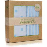 Box of Blue patterned organic cotton swaddle blanket