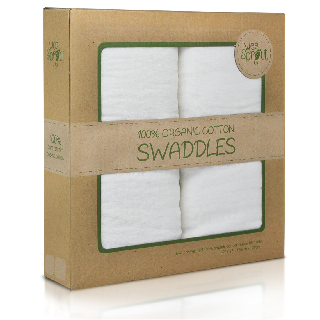 Package of no pattern organic cotton swaddle blanket