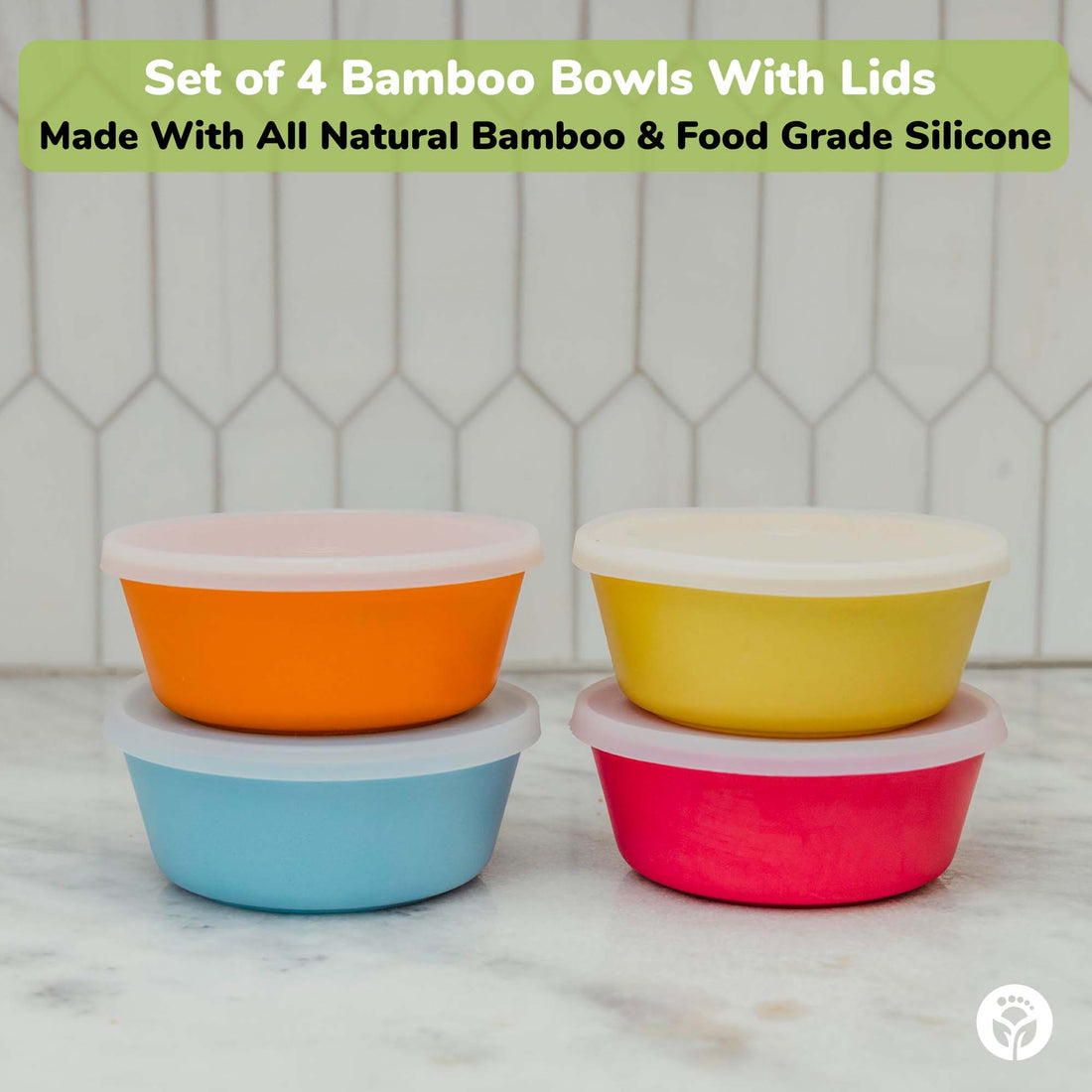 WeeSprout Bamboo Toddler Bowls - 4 PC Set 10 fl oz - The Best Premium Eco Friend