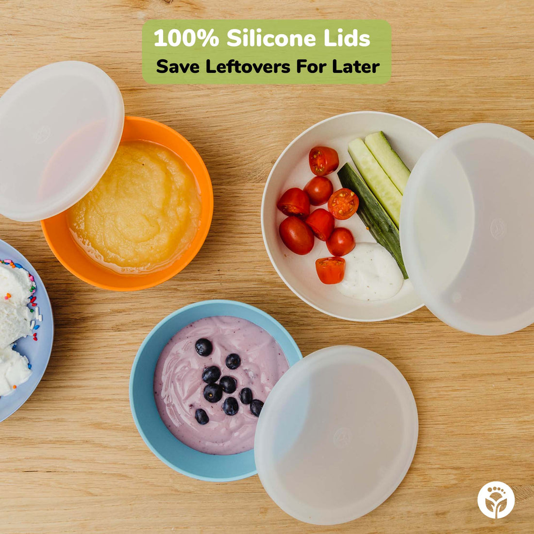 Bamboo Baby Feeding Bowls With Silicone Lids