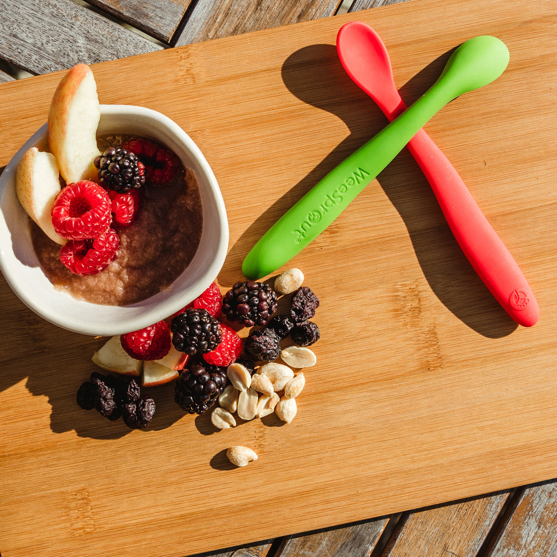 Lovely Bamboo & Silicone Baby Spoons for Learning Self-Feeding