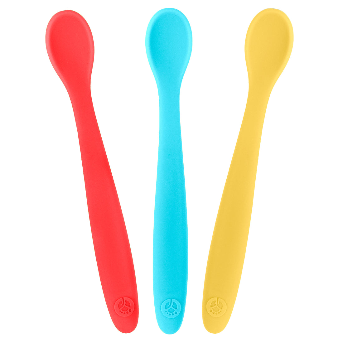 WeeSprout Silicone Spoons (Set of 3), Size: Bright Blue, Red & Yellow