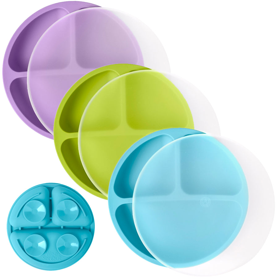 Baby or Kids Divided Suction Plates With Lids