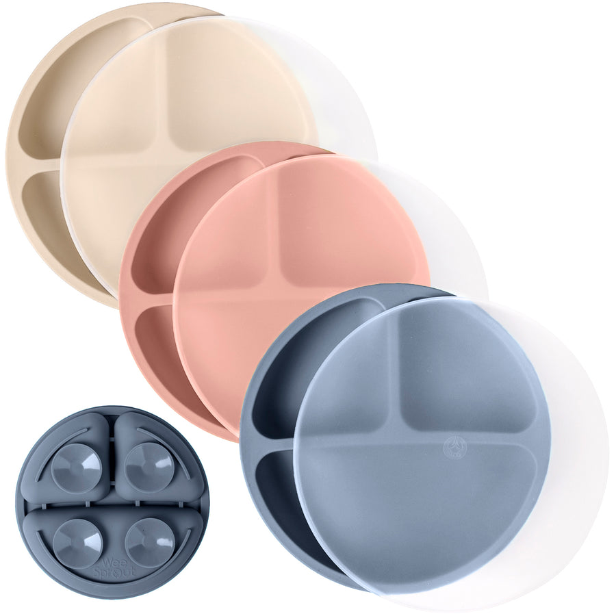 Baby or Kids Divided Suction Plates With Lids