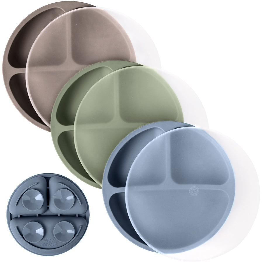 Baby or Kids Divided Suction Plates With Lids