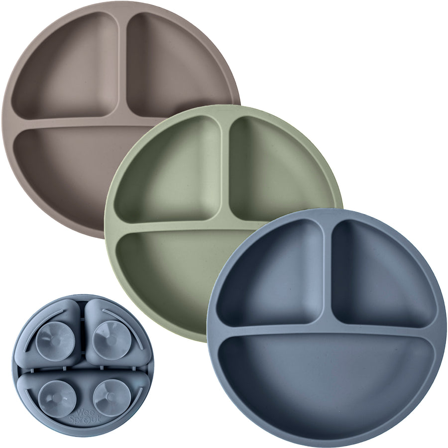 Baby or Kids Divided Suction Plates With Lids