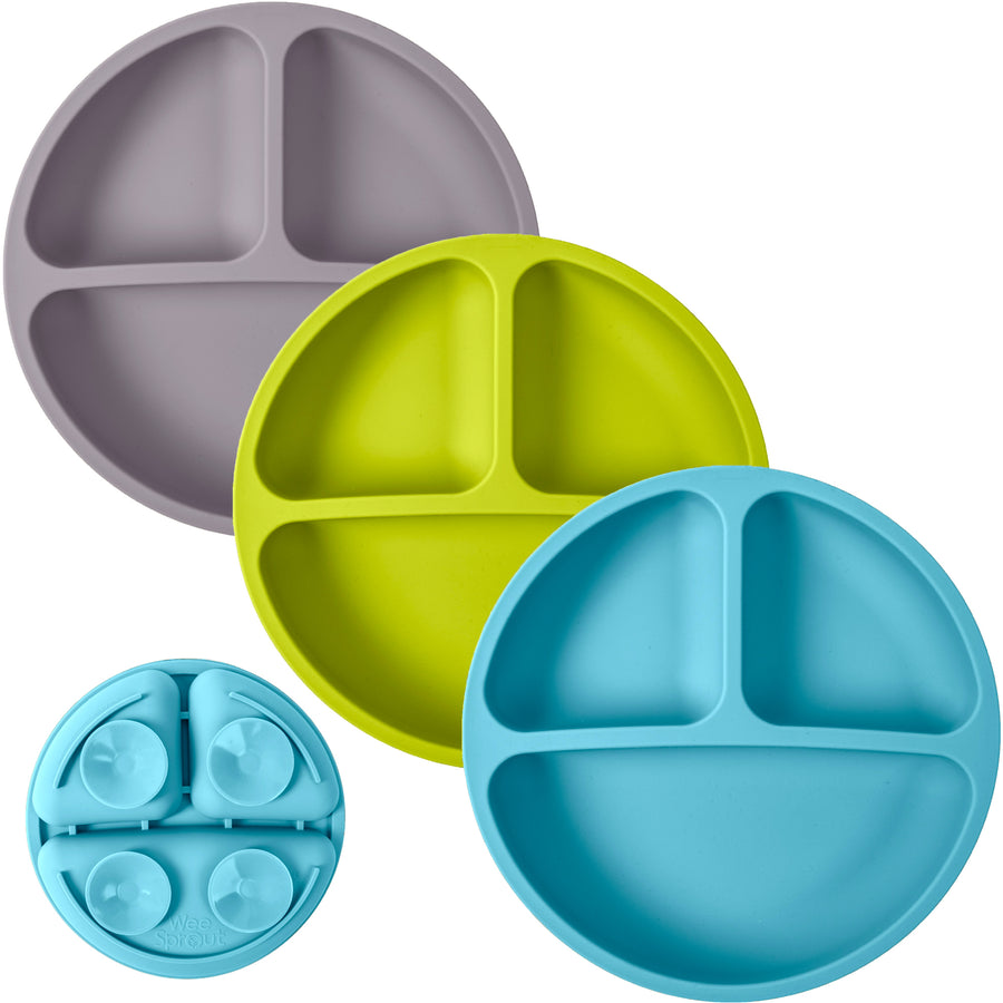Baby or Kids Divided Suction Plates With Lids